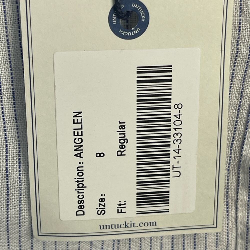 UNTUCKit Women's Button Up Long Sleeve Pin Stripe Shirt Linen Tencel Blend 8 NWT - Picture 7 of 9